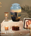 Pug Keepsake Urn with Sunset Art – Loving Dog Cremation Urn