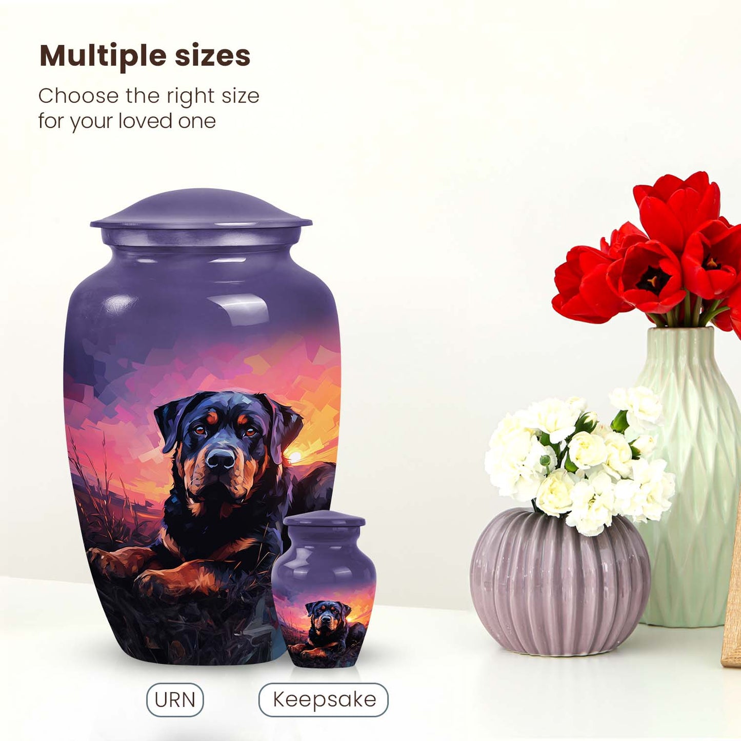 Rottweiler Memorial Urn for Ashes – Personalized Pet Cremation Urn