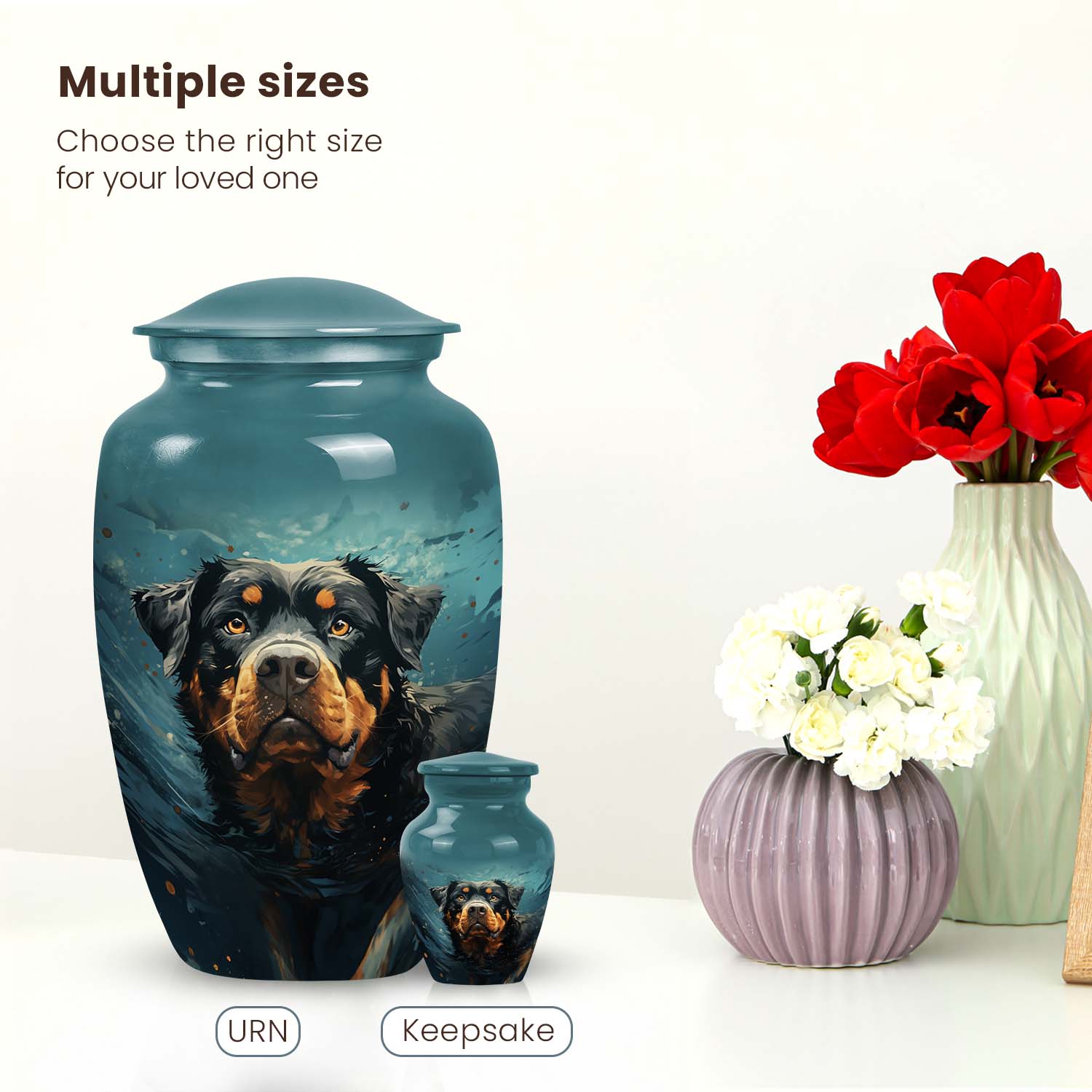 Rottweiler Pet Customized Cremation Urn for Ashes - Small Pet Urn