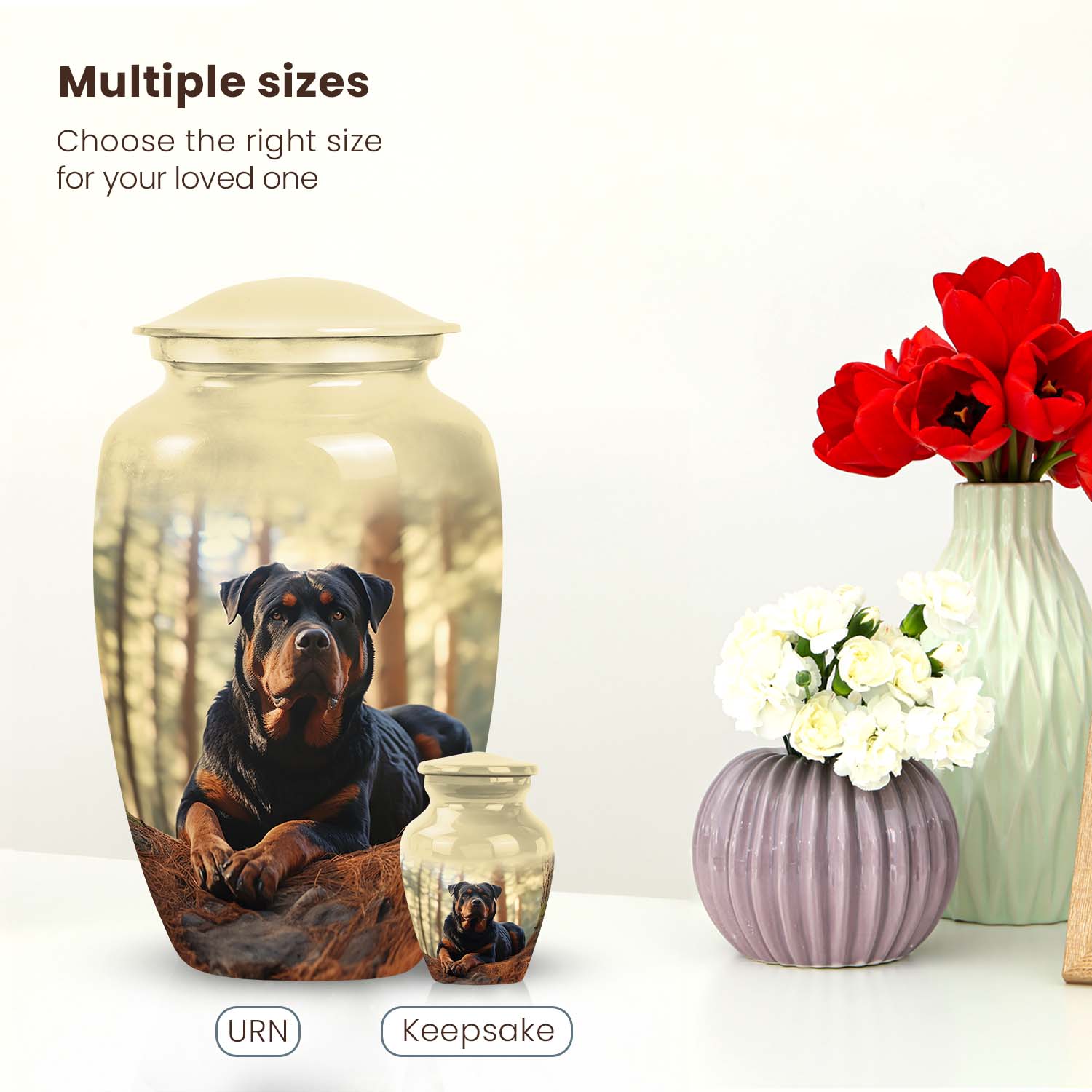 Rottweiler Dog Cremation Urn for Ashes – Pet Memorial Urn