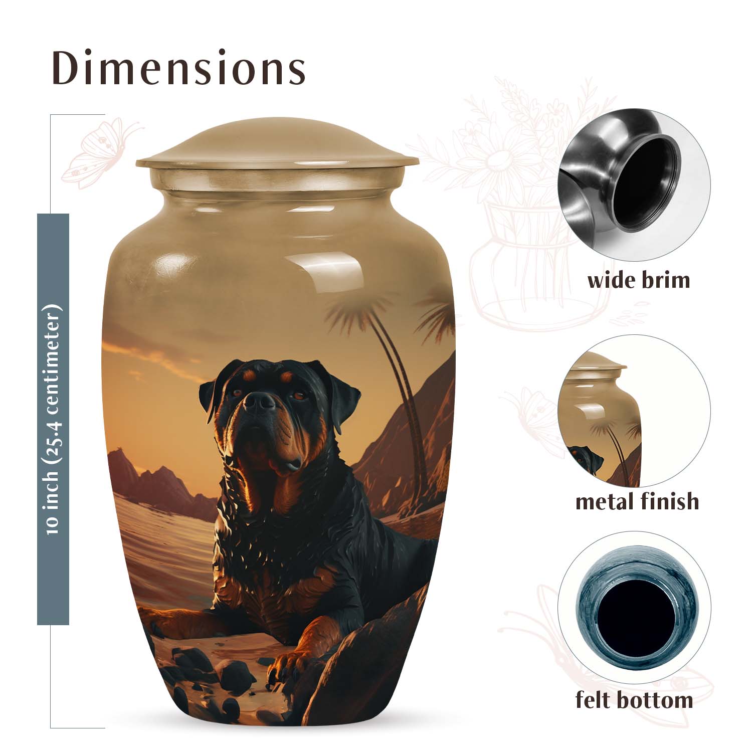 Rottweiler Dog Cremation Urn for Ashes - Pet Urns for Large Dogs