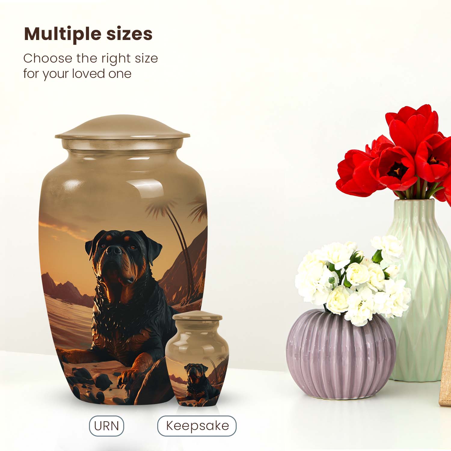 Rottweiler Dog Cremation Urn for Ashes - Pet Urns for Large Dogs