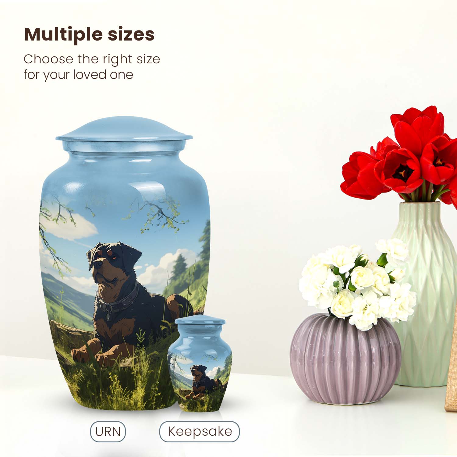 Rottweiler Dog Cremation Urn for Pet Ashes - Pet Ash Memorial