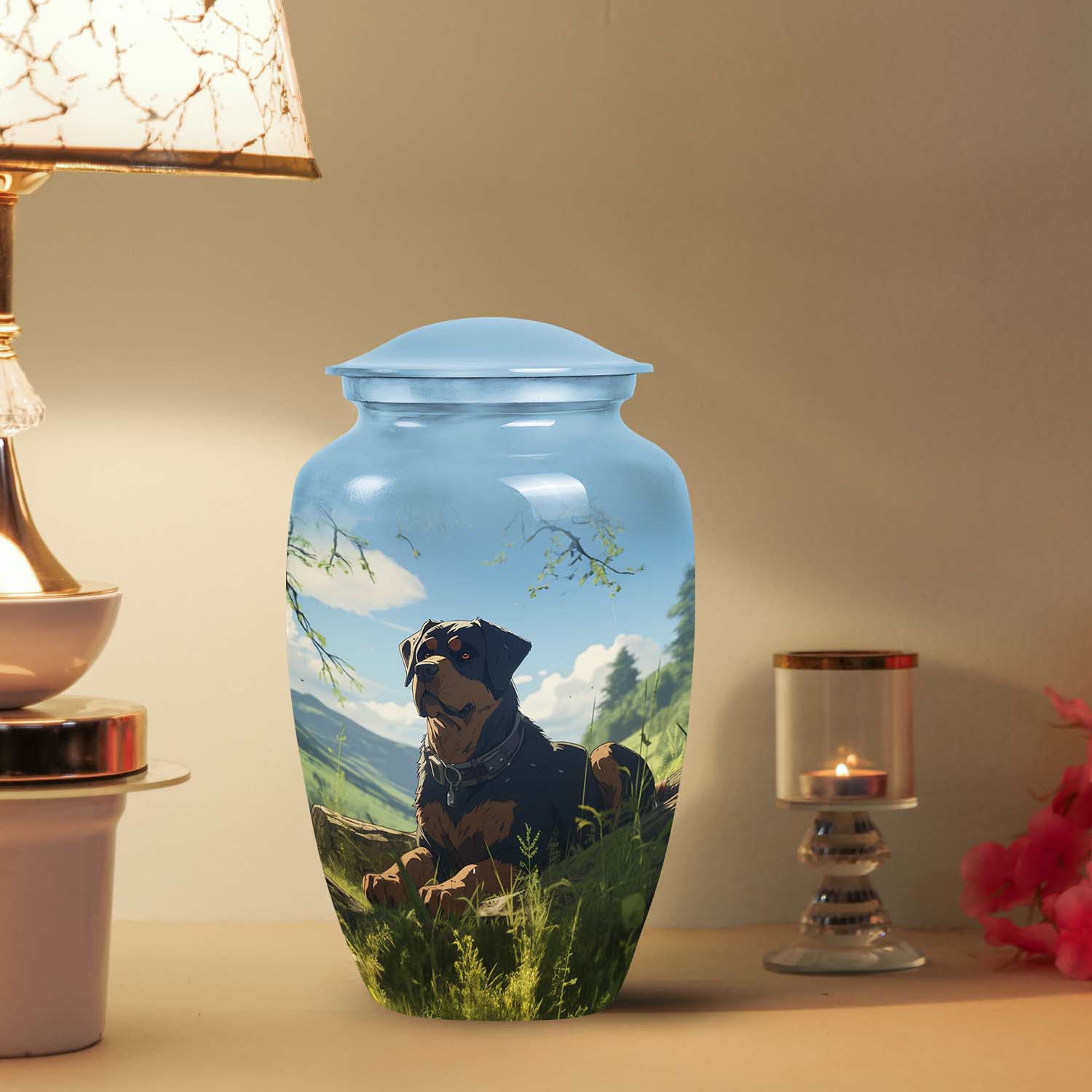 Rottweiler Dog Cremation Urn for Pet Ashes - Pet Ash Memorial