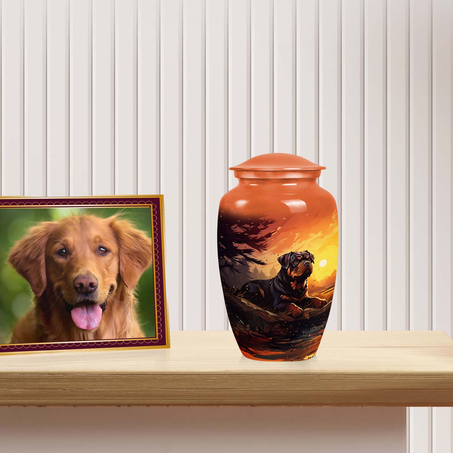 Rottweiler Dog Memorial Urn for Ashes - Modern Pet Urns