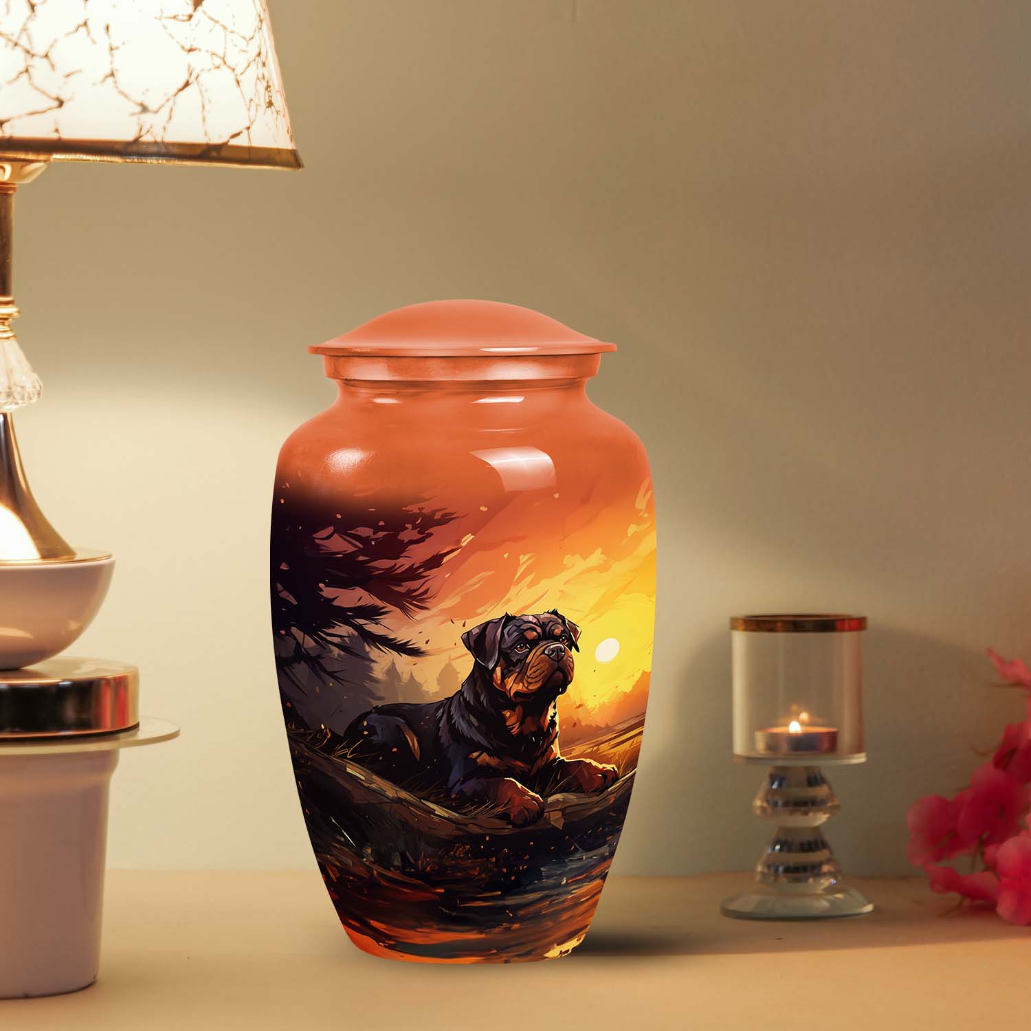 Rottweiler Dog Memorial Urn for Ashes - Modern Pet Urns