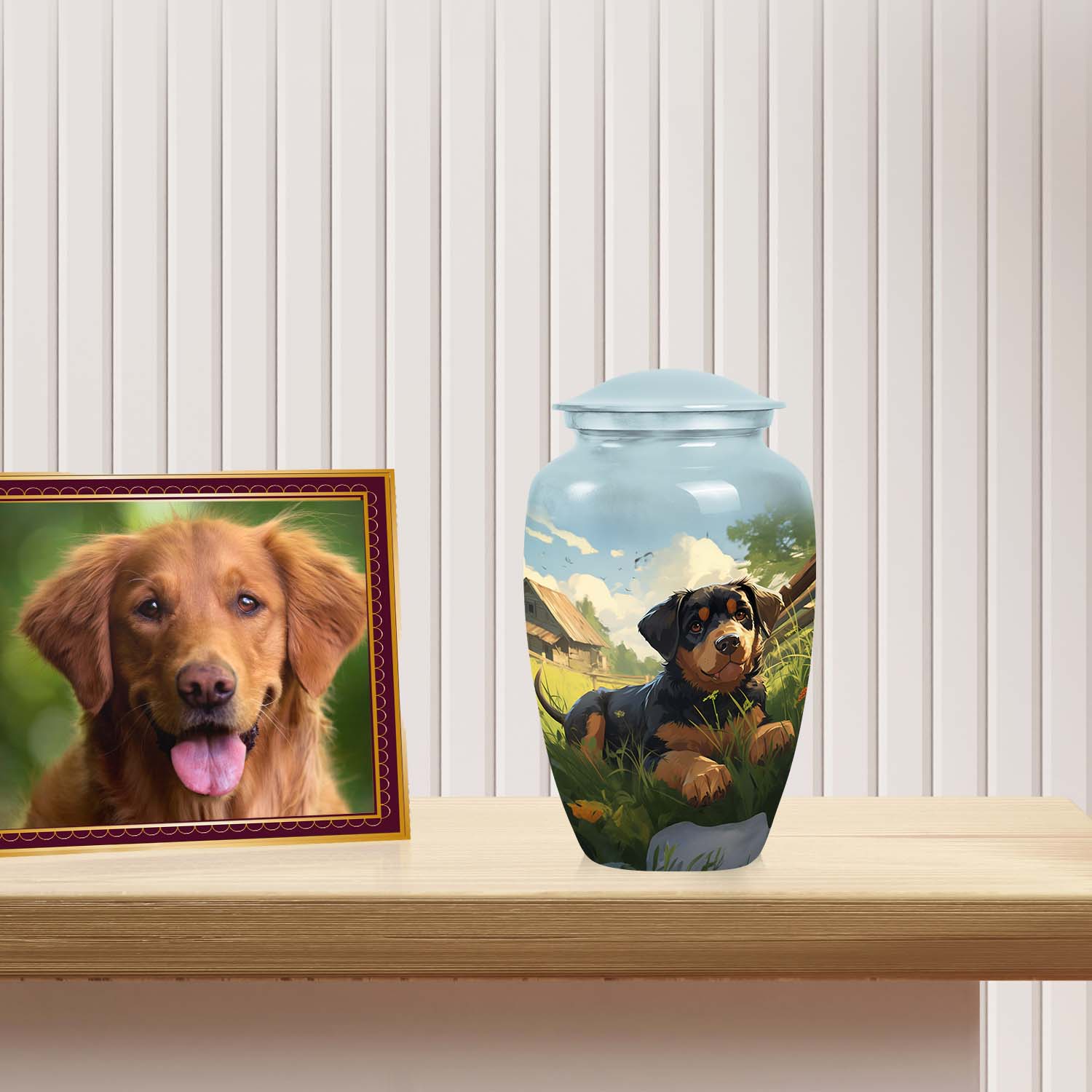 Rottweiler Pet Cremation Urn for Cremated Ashes -Small Pet Urns for Dogs