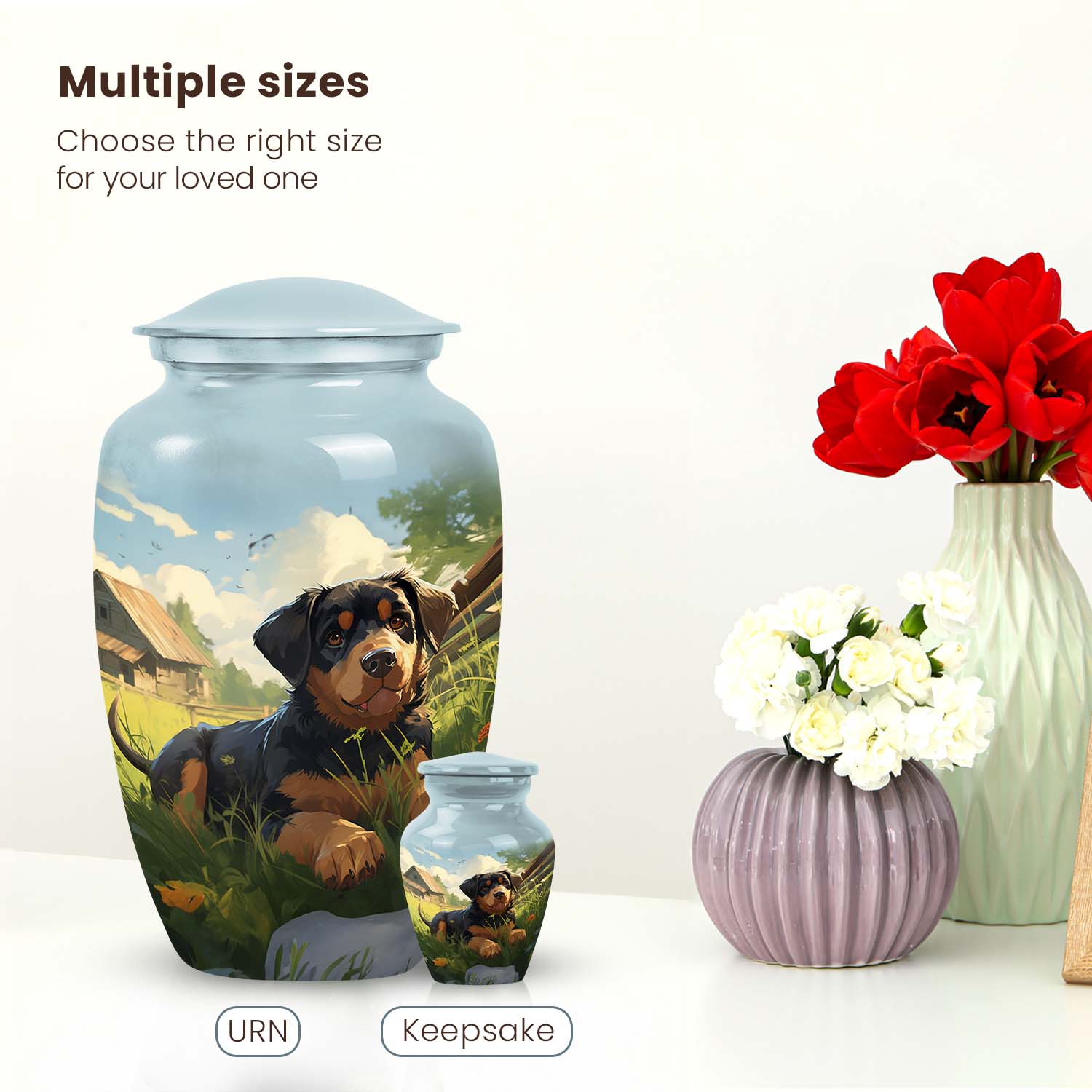 Rottweiler Pet Cremation Urn for Cremated Ashes -Small Pet Urns for Dogs