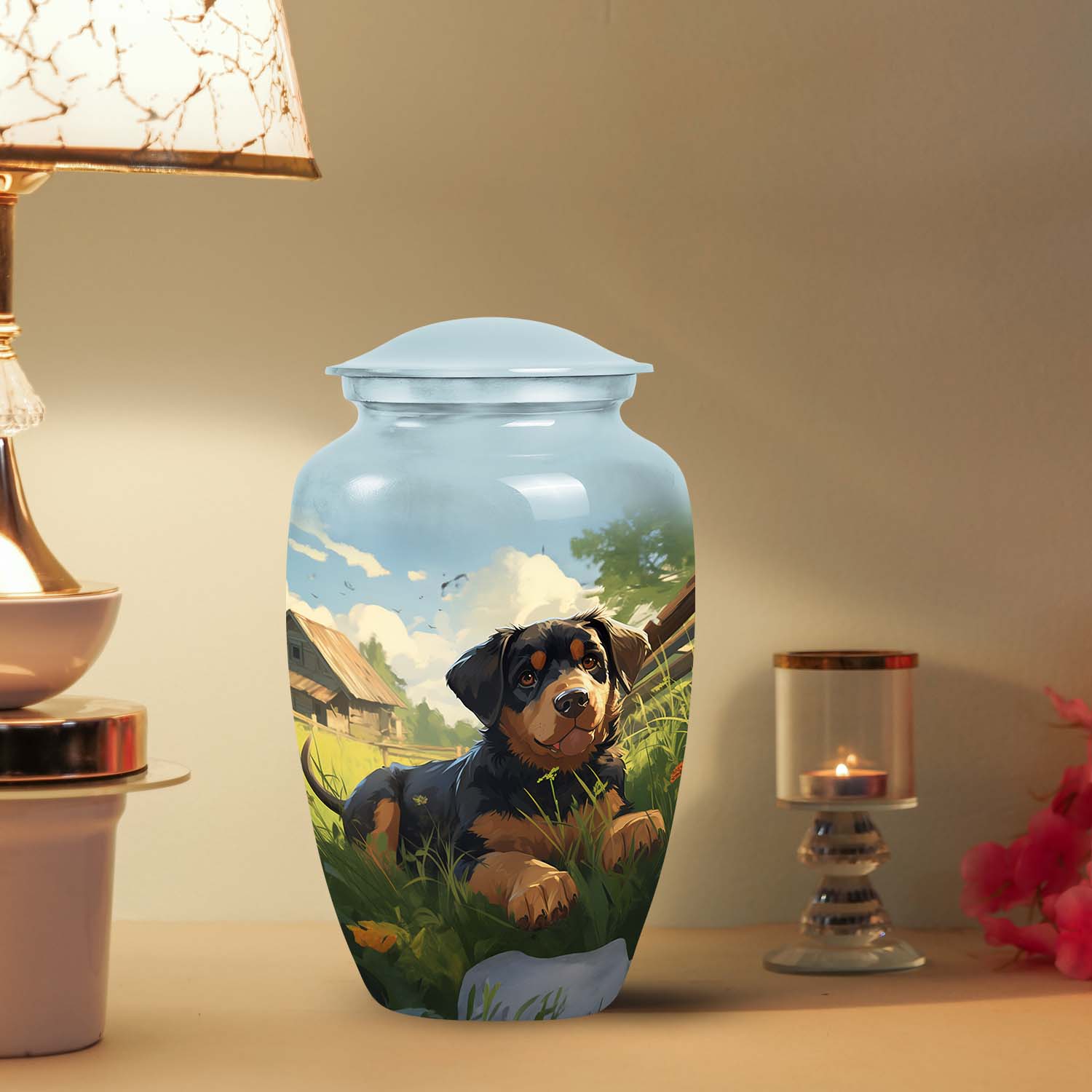 Rottweiler Pet Cremation Urn for Cremated Ashes -Small Pet Urns for Dogs