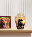Rottweiler Cremation Urn for Pet Ashes – Sunset Mountain Dog Memorial Urn