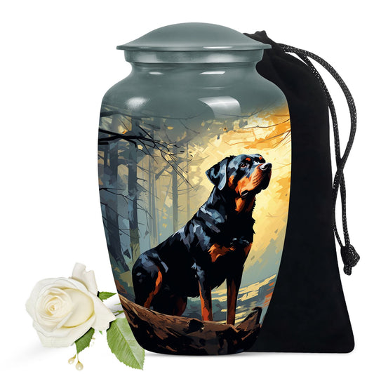 Rottweiler Cremation Urn for Pet Ashes – Forest Dog Memorial Urn