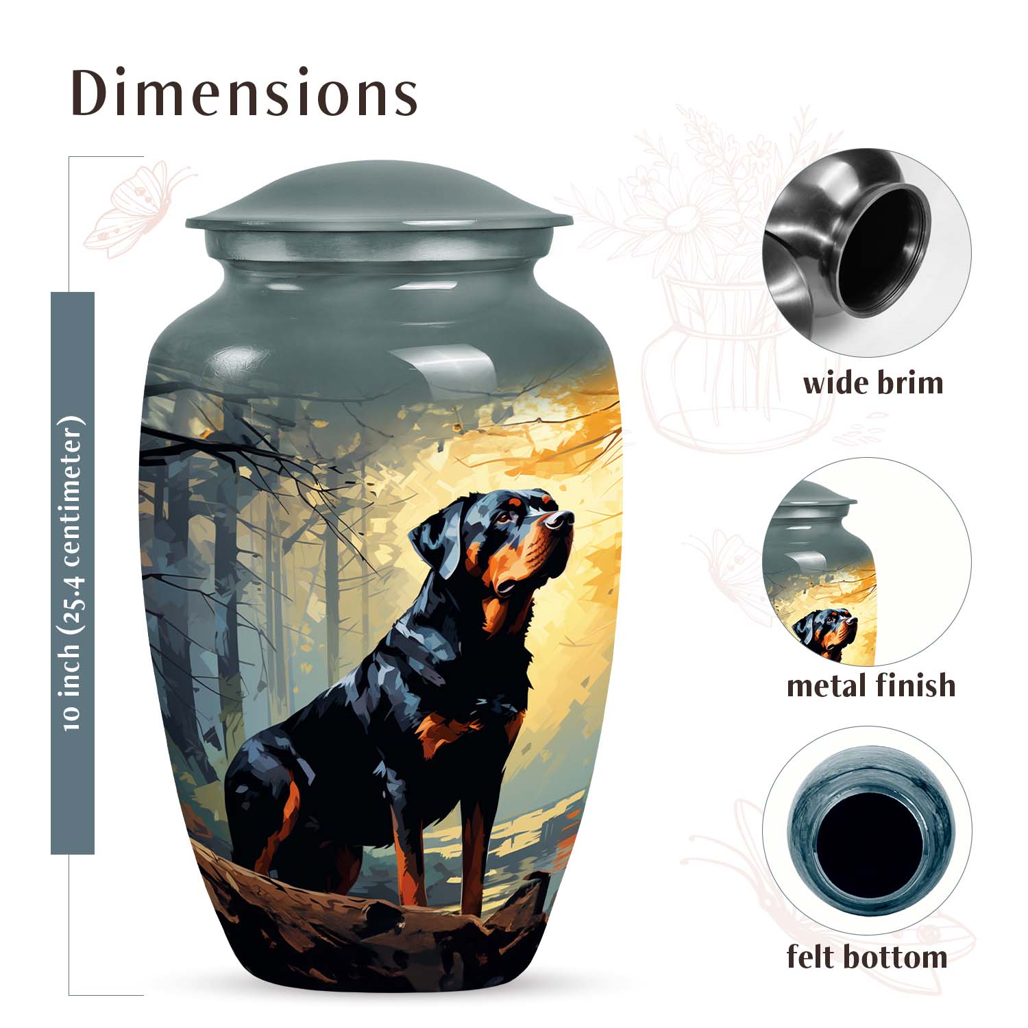 Rottweiler Cremation Urn for Pet Ashes – Forest Dog Memorial Urn