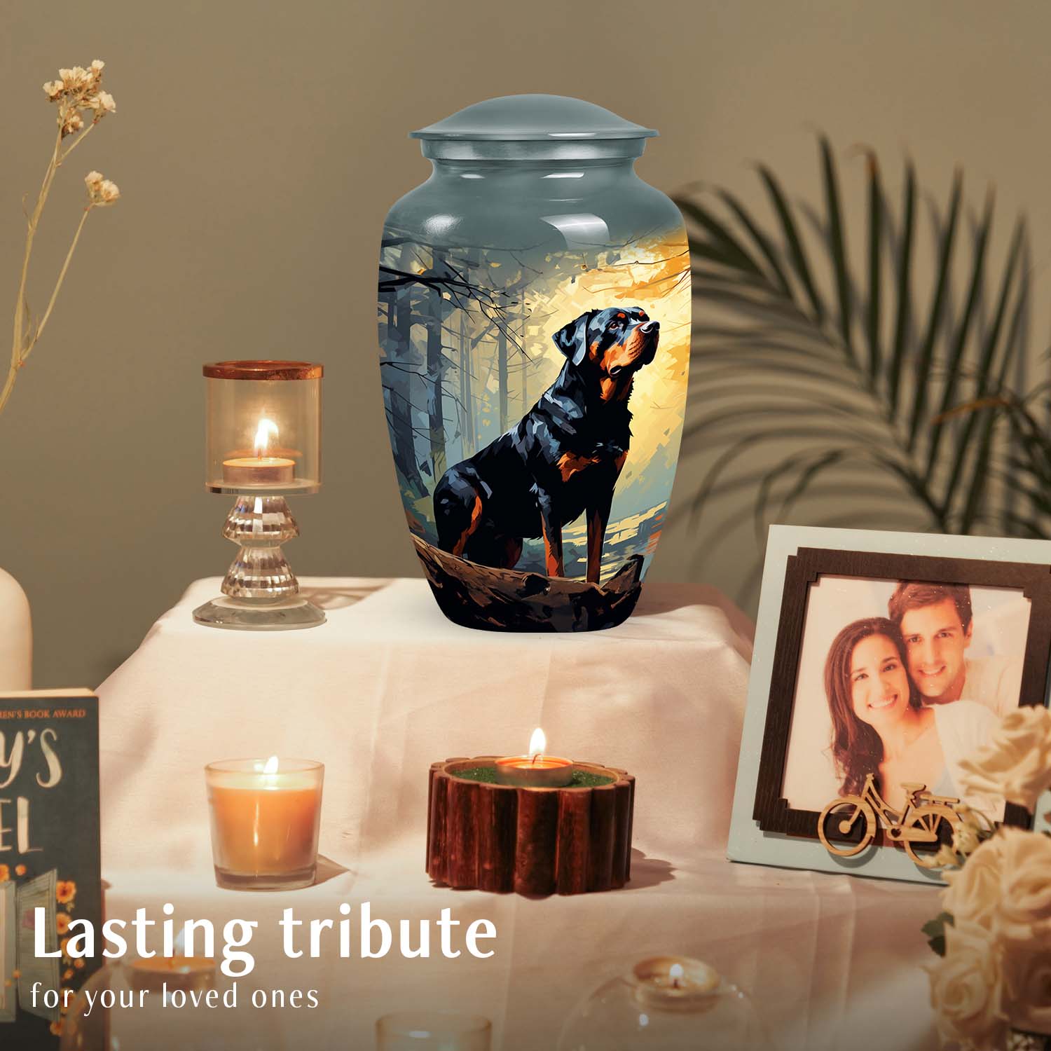 Rottweiler Cremation Urn for Pet Ashes – Forest Dog Memorial Urn