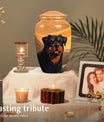 Rottweiler Cremation Urn for Pet Ashes – Orange Sunset Mountain Dog Memorial Urn