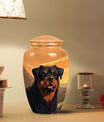 Orange Sunset Mountain Dog Memorial Urn - Rottweiler Cremation Urns