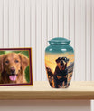 Rottweiler Cremation Urn for Pet Ashes – Dog Memorial Urn with Sunset