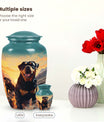 Rottweiler Cremation Urn for Pet Ashes – Dog Memorial Urn with Sunset