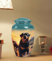 Rottweiler Cremation Urn for Pet Ashes – Dog Memorial Urn with Sunset