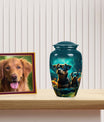 Two Dogs in Fantasy Garden Memorial Urn - Pet Urns for Large Dogs