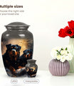 Rottweiler Dog Cremation Urn for Pet Ashes - Two Dogs in Snowy Forest Memorial Urn