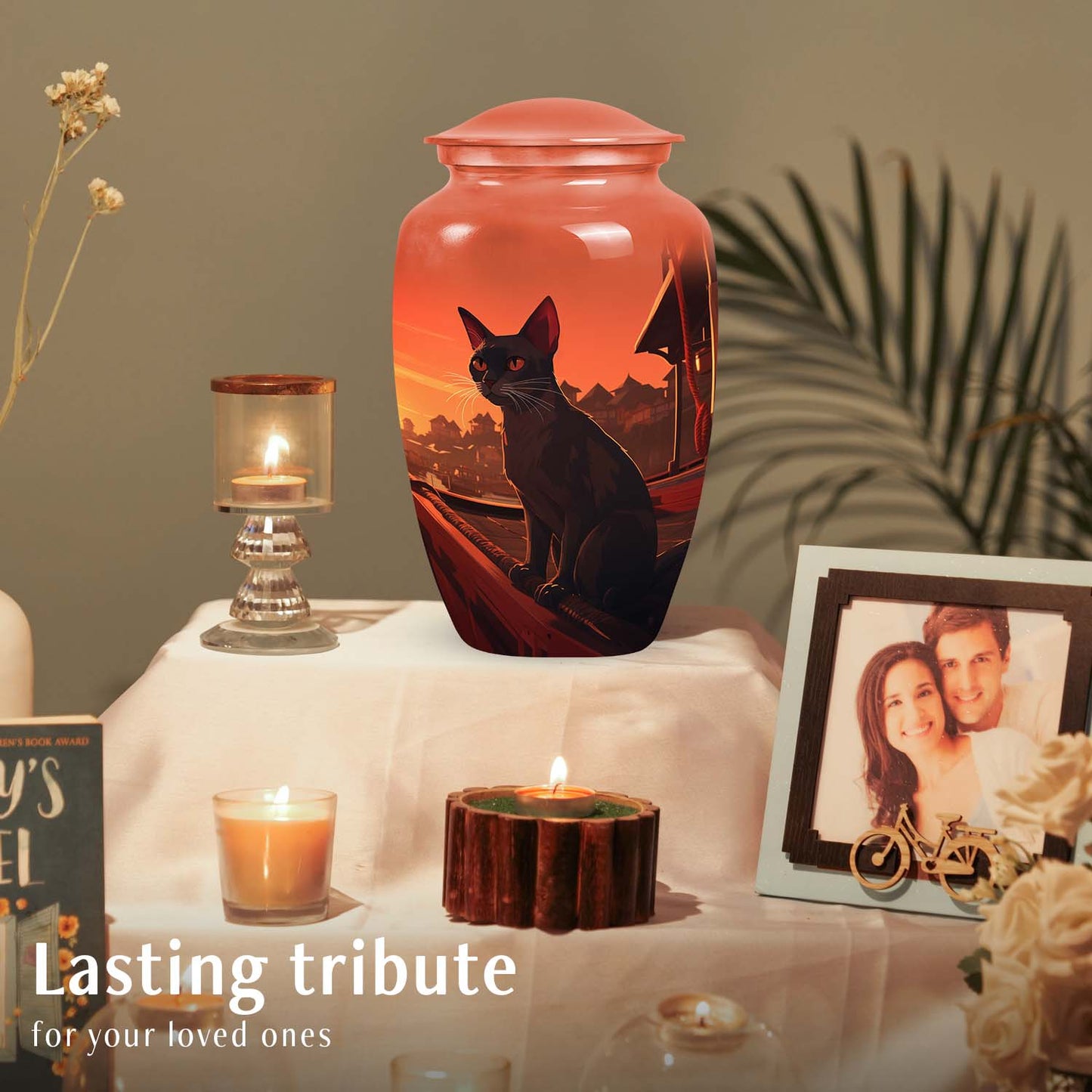 Orange Personalized Pet Keepsake Urn for Pet Ashes - 6-inch, 35 cu in - Yatskia
