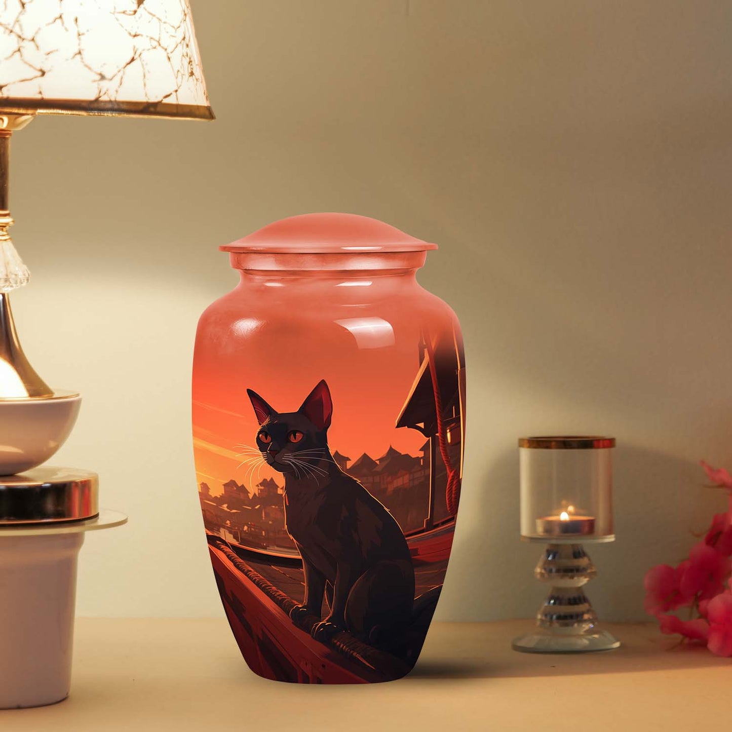 Orange Personalized Pet Keepsake Urn for Pet Ashes - 6-inch, 35 cu in - Yatskia