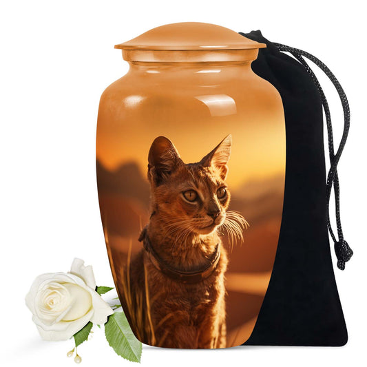Sunset Cat Cremation Urn for Pet Ashes - Soulful Pet Memorial for Cat Owners