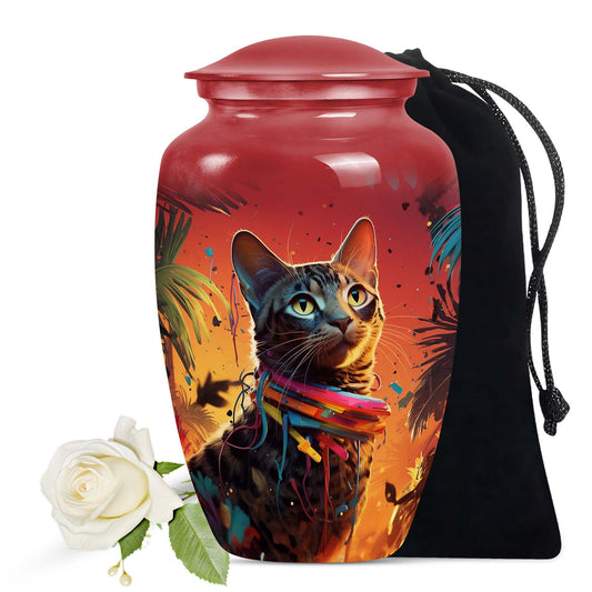 Colorful Bengal Cat Urn for Beloved Pet - Custom Pet Urns for Cats