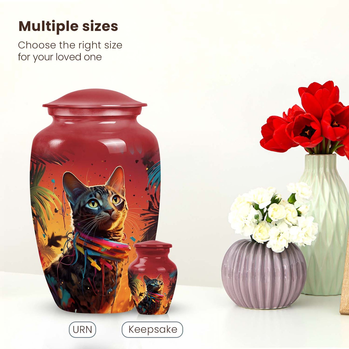 Colorful Personalized Pet Cremation Urn for Pet Ashes - 6-inch, 40 cu in - Yatskia