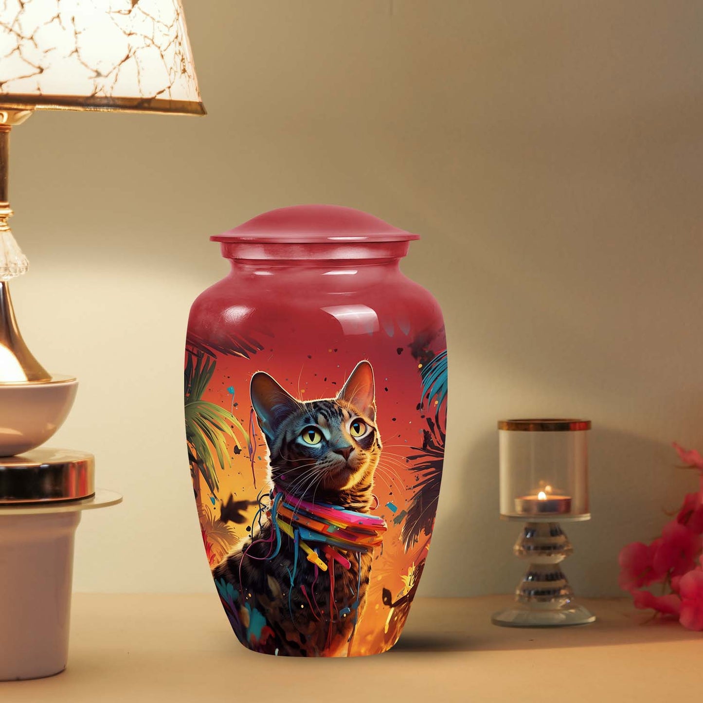 Colorful Personalized Pet Cremation Urn for Pet Ashes - 6-inch, 40 cu in - Yatskia