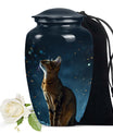 Stargazer Cat Cremation Urn for Pet Ashes - Mystic Night Portrait Pet Memorial