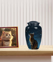 Stargazer Cat Cremation Urn for Pet Ashes - Mystic Night Portrait Pet Memorial