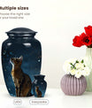 Stargazer Cat Cremation Urn for Pet Ashes - Mystic Night Portrait Pet Memorial
