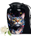 Abstract Cat Cremation Urn for Pet Ashes - Colored Cat Portrait for Pet