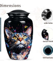 Abstract Cat Cremation Urn for Pet Ashes - Colored Cat Portrait for Pet
