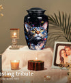 Abstract Cat Cremation Urn for Pet Ashes - Colored Cat Portrait for Pet