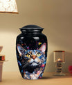 Abstract Cat Cremation Urn for Pet Ashes - Colored Cat Portrait for Pet