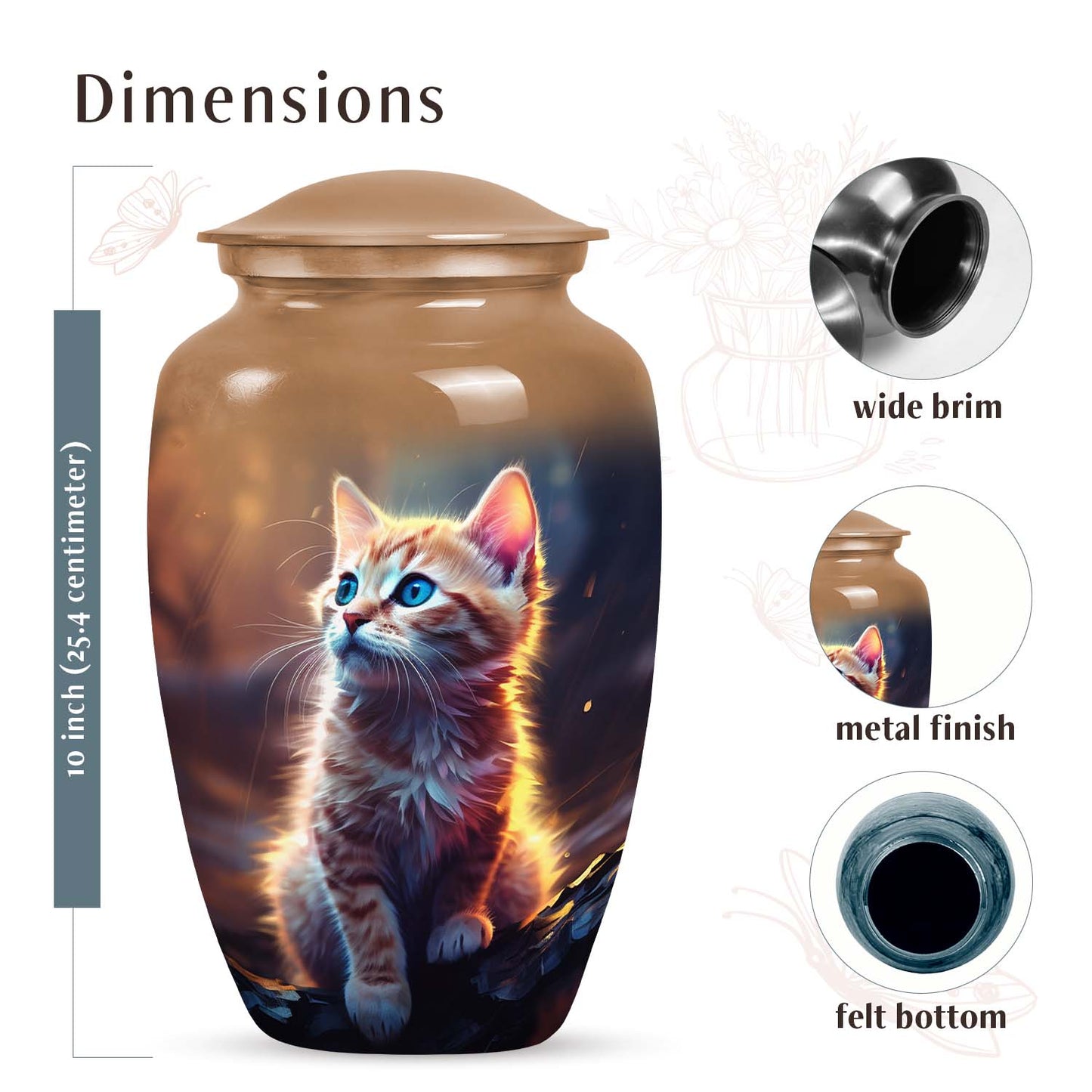 Personalized Pet Cremation Urn for Pet Ashes - 6-inch, 40 cu in - Yatskia
