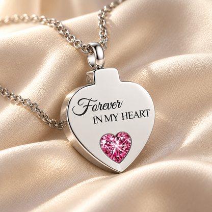 Pink Crystal Memorial Necklace – Forever in My Heart Pendant