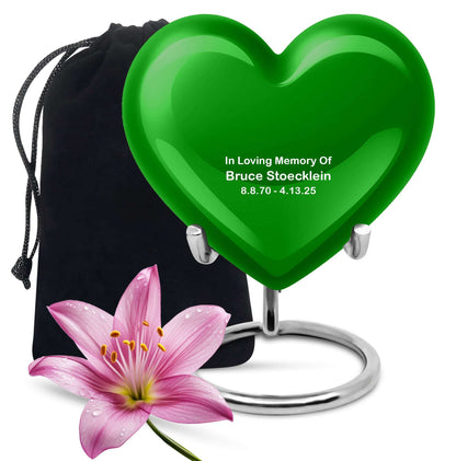 Green Custom Urn for Ashes – Personalized Plain Memorial Urns for Adults