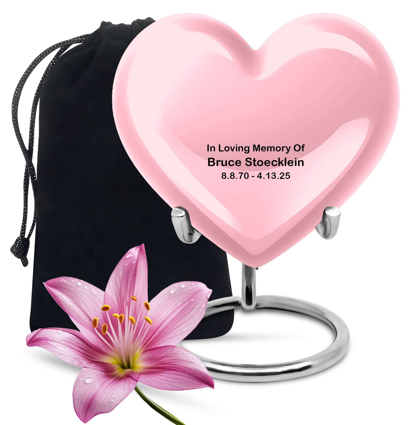 Pink Plain Custom Cremation Urn for Ashes - Plain Personalized Memorial Urn
