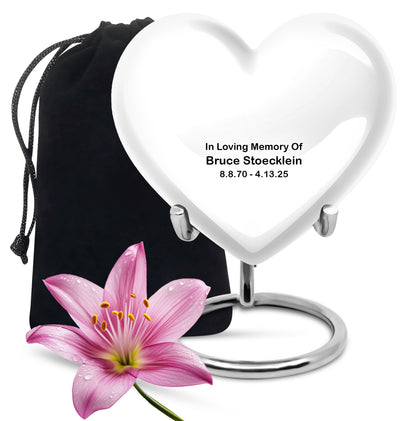 White Personalized White Cremation Urn for Human Ashes - Yatskia