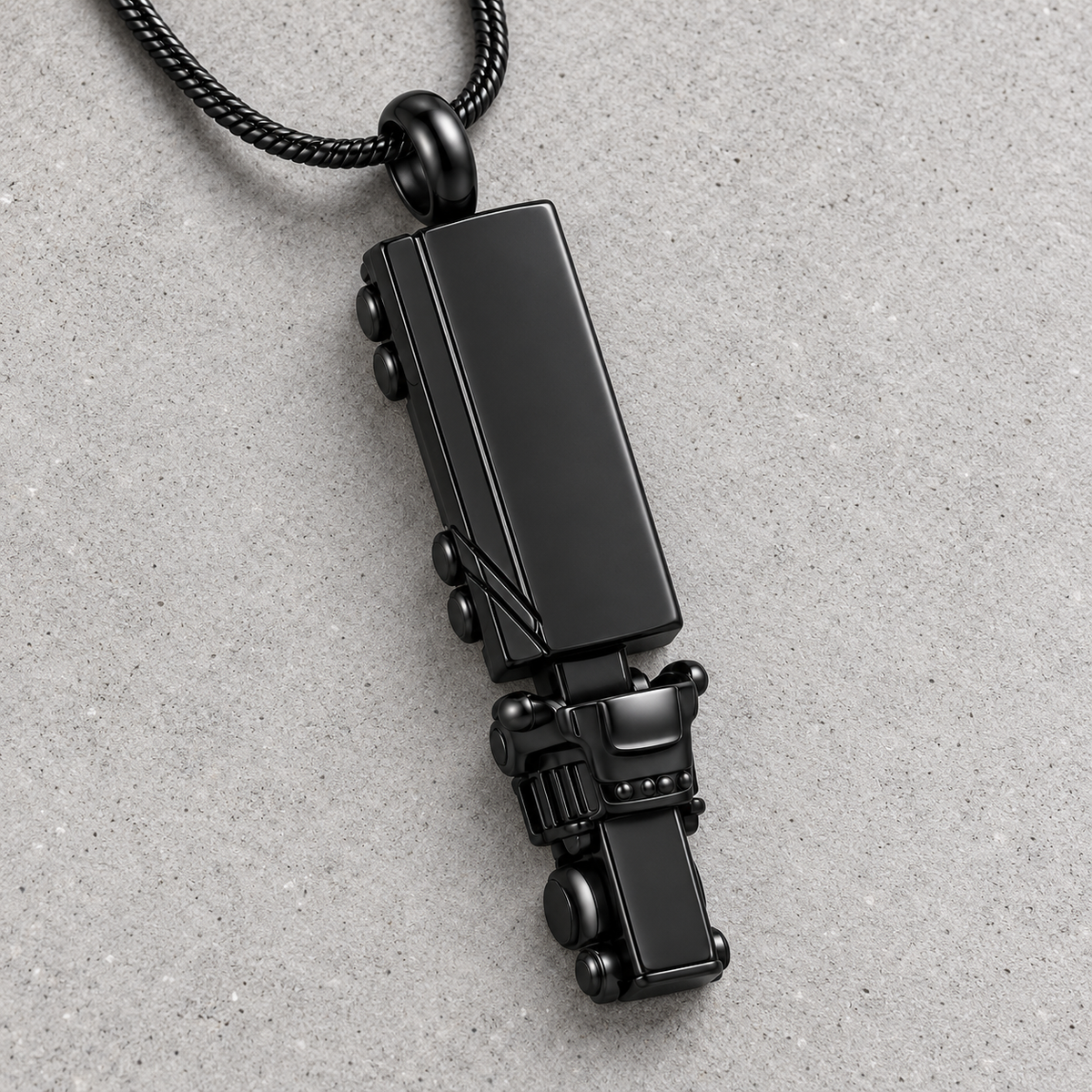 Black Geometric Memorial Necklace | Modern Keepsake Pendant