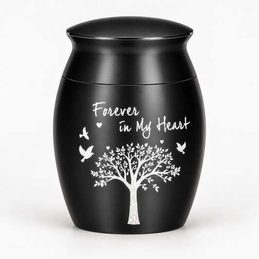 Black Tree and Birds Cremation Urn for Ashes | Forever in My Heart