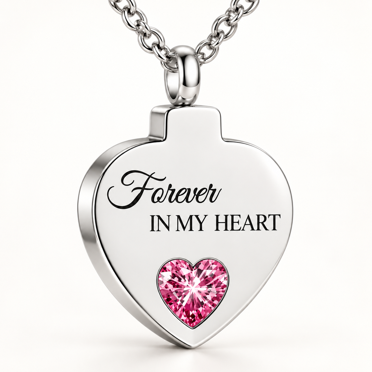 Pink Crystal Memorial Necklace – Forever in My Heart Pendant