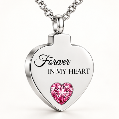 Pink Crystal Memorial Necklace – Forever in My Heart Pendant