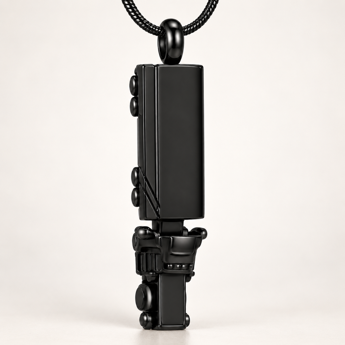 Black Geometric Memorial Necklace | Modern Keepsake Pendant