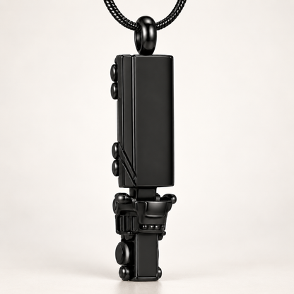 Black Geometric Memorial Necklace | Modern Keepsake Pendant