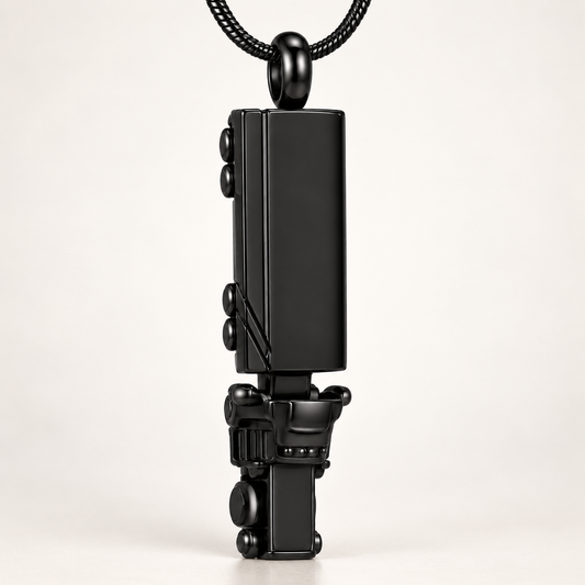 Black Geometric Memorial Necklace | Modern Keepsake Pendant