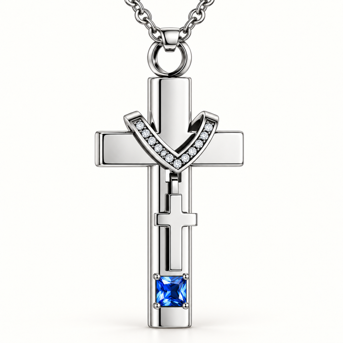 Blue Stone Urn Pendant for Ashes | Black Cylinder